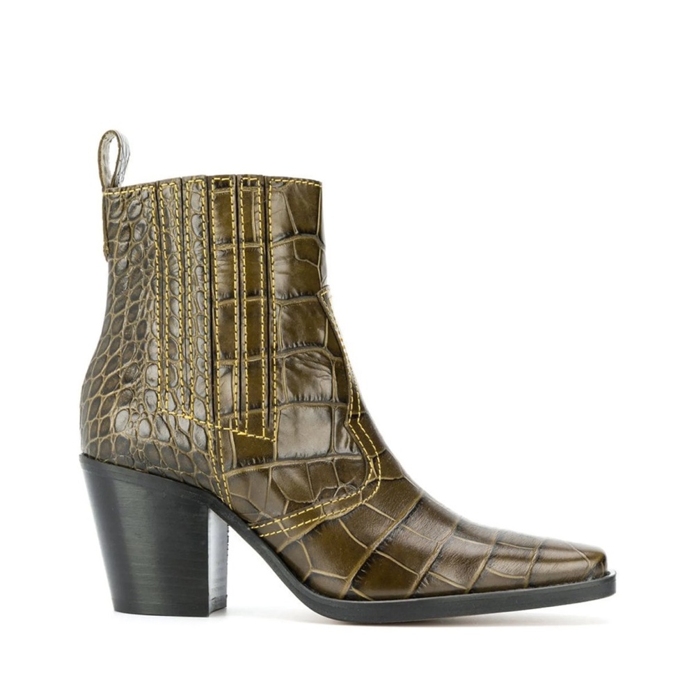 Ganni Callie Western Boots - Olive